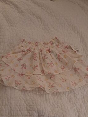Floral Tiered Ruffle Skirt - Pink & Yellow